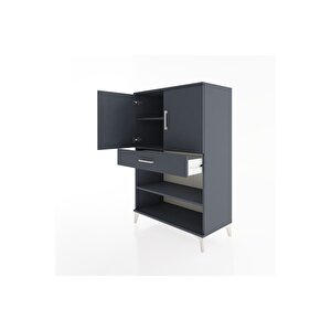 Hyperion Dolap 3 Raflı Tek Çekmeceli 2 Kapaklı 88x44x134 Antrasit-antrasit