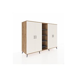 Kronos Dolap 12 Raflı 4 Kapaklı 220x59x163 Çam-aytaşı/antrasit