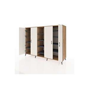 Kronos Dolap 12 Raflı 4 Kapaklı 220x59x163 Çam-aytaşı/antrasit