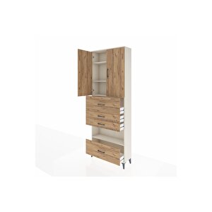 Arges Dolap 4 Raflı 4 Çekmeceli 2 Kapaklı 88x30x243 Aytaşı-çam