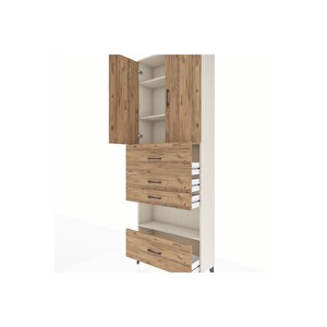 Arges Dolap 4 Raflı 4 Çekmeceli 2 Kapaklı 88x30x243 Aytaşı-çam