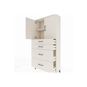Arges Dolap 2 Raflı 4 Çekmeceli 2 Kapaklı 88x30x182 Aytaşı-aytaşı