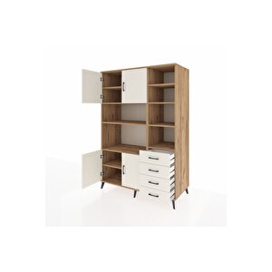 Kronos Dolap 9 Raflı 4 Çekmeceli 4 Kapaklı 132x59x195 Çam-aytaşı/aytaşı