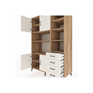 Kronos Dolap 9 Raflı 4 Çekmeceli 4 Kapaklı 132x59x195 Çam-aytaşı/aytaşı
