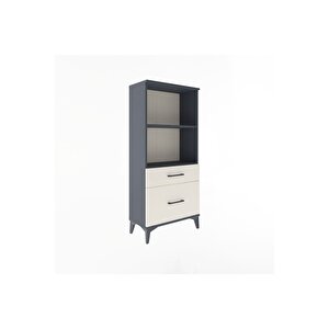 Arges Dolap 2 Raflı 2 Çekmeceli 60x30x134 Antrasit-aytaşı