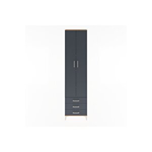 Arges Dolap 5 Raflı 3 Çekmeceli 2 Kapaklı 60x30x243 Çam-antrasit