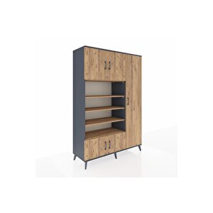 Hyperion Gardrop 11 Raflı 5 Kapaklı 132x44x195 Antrasit-çam