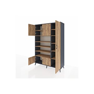 Hyperion Gardrop 11 Raflı 5 Kapaklı 132x44x195 Antrasit-çam