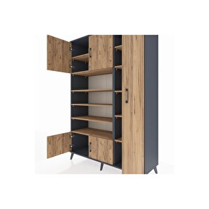 Hyperion Gardrop 11 Raflı 5 Kapaklı 132x44x195 Antrasit-çam