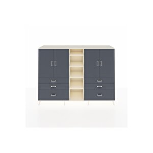 Hyperion Dolap 10 Raflı 6 Çekmeceli 4 Kapaklı 220x44x163 Aytaşı-antrasit