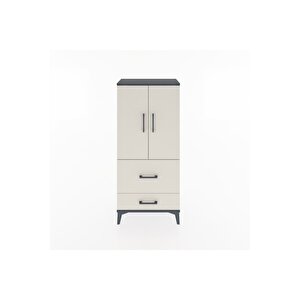 Hyperion Dolap Tek Raflı 2 Çekmeceli 2 Kapaklı 60x44x134 Antrasit-aytaşı