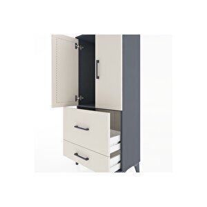 Hyperion Dolap Tek Raflı 2 Çekmeceli 2 Kapaklı 60x44x134 Antrasit-aytaşı