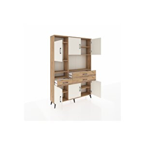 Arges Dolap 9 Raflı 3 Çekmeceli 6 Kapaklı 132x30x195 Çam-aytaşı/çam