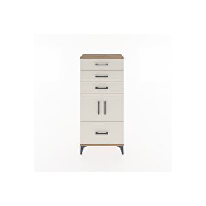 Hyperion Dolap Tek Raflı 4 Çekmeceli 2 Kapaklı 60x44x134 Çam-aytaşı