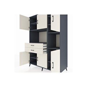 Kronos Dolap 9 Raflı 2 Çekmeceli 6 Kapaklı 132x59x195 Antrasit-aytaşı/aytaşı