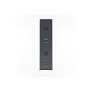 Hyperion Dolap 5 Raflı 3 Çekmeceli 4 Kapaklı 60x44x243 Antrasit-antrasit