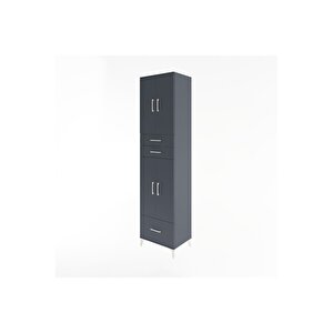 Hyperion Dolap 5 Raflı 3 Çekmeceli 4 Kapaklı 60x44x243 Antrasit-antrasit