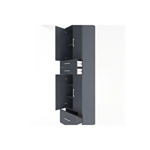 Hyperion Dolap 5 Raflı 3 Çekmeceli 4 Kapaklı 60x44x243 Antrasit-antrasit