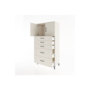 Hyperion Dolap Tek Raflı 5 Çekmeceli 2 Kapaklı 88x44x182 Aytaşı-aytaşı