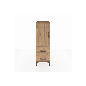 Kronos Dolap Tek Raflı 2 Çekmeceli Tek Kapaklı 44x59x134 Çam-çam