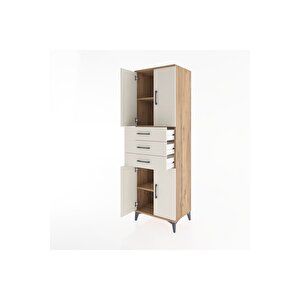Hyperion Dolap 3 Raflı 3 Çekmeceli 4 Kapaklı 60x44x195 Çam-aytaşı