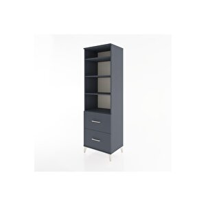 Hyperion Dolap 4 Raflı 2 Çekmeceli 60x44x195 Antrasit-antrasit