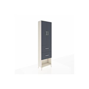 Arges Dolap 2 Raflı 2 Çekmeceli Tek Askılı 60x30x221 Aytaşı-antrasit