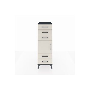 Kronos Dolap Tek Raflı 5 Çekmeceli Tek Kapaklı 44x59x134 Antrasit-aytaşı