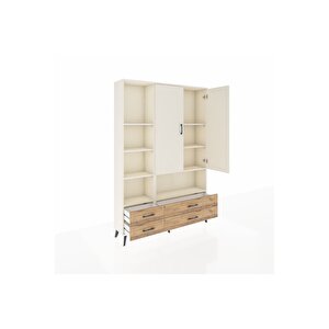 Arges Dolap 8 Raflı 4 Çekmeceli 2 Kapaklı 132x30x195 Aytaşı-aytaşı/çam