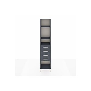 Arges Dolap 3 Raflı 4 Çekmeceli 44x30x221 Antrasit-antrasit