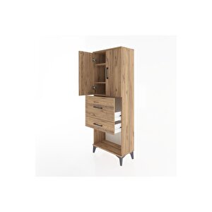 Arges Dolap 3 Raflı 2 Çekmeceli 2 Kapaklı 60x30x163 Çam-çam