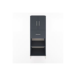 Hyperion Dolap 3 Raflı Tek Çekmeceli 2 Kapaklı 60x44x163 Antrasit-antrasit