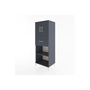 Hyperion Dolap 3 Raflı Tek Çekmeceli 2 Kapaklı 60x44x163 Antrasit-antrasit