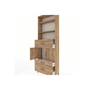 Arges Dolap 4 Raflı 3 Çekmeceli 2 Kapaklı 88x30x243 Çam-çam