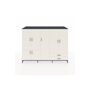 Kronos Dolap 12 Raflı 2 Çekmeceli 7 Kapaklı 220x59x163 Antrasit-aytaşı