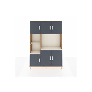 Arges Dolap 9 Raflı 6 Kapaklı 132x30x195 Çam-antrasit/aytaşı