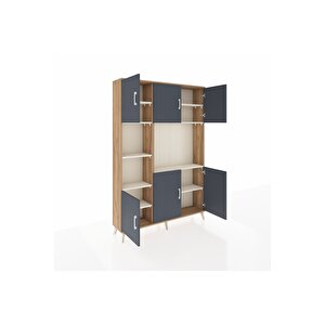 Arges Dolap 9 Raflı 6 Kapaklı 132x30x195 Çam-antrasit/aytaşı