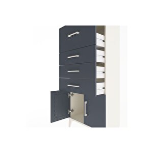 Arges Dolap 4 Çekmeceli 2 Kapaklı 60x30x134 Aytaşı-antrasit