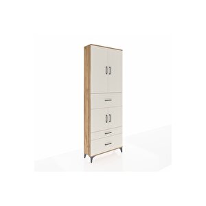 Arges Dolap 4 Raflı 3 Çekmeceli 4 Kapaklı 88x30x243 Çam-aytaşı