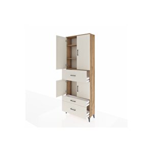Arges Dolap 4 Raflı 3 Çekmeceli 4 Kapaklı 88x30x243 Çam-aytaşı