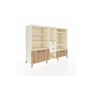 Kronos Dolap 10 Raflı 2 Çekmeceli 4 Kapaklı 220x59x163 Aytaşı-çam/aytaşı