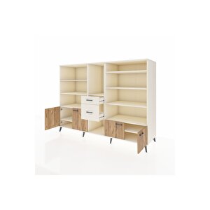 Kronos Dolap 10 Raflı 2 Çekmeceli 4 Kapaklı 220x59x163 Aytaşı-çam/aytaşı