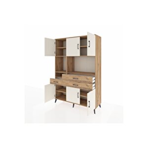 Hyperion Dolap 9 Raflı 3 Çekmeceli 6 Kapaklı 132x44x195 Çam-aytaşı/çam