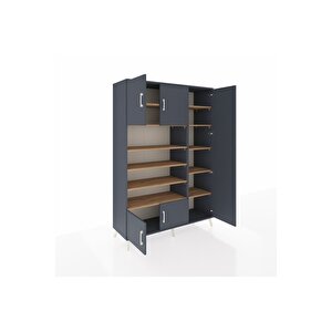 Hyperion Dolap 11 Raflı 5 Kapaklı 132x44x195 Antrasit-antrasit/çam