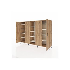 Hyperion Dolap 12 Raflı 4 Kapaklı 220x44x163 Çam-çam/aytaşı
