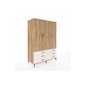 Kronos Dolap 5 Raflı 6 Çekmeceli Tek Askılı 132x59x195 Çam-çam/aytaşı