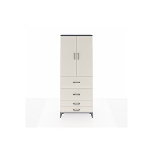 Arges Dolap 2 Raflı 4 Çekmeceli 2 Kapaklı 88x30x221 Antrasit-aytaşı