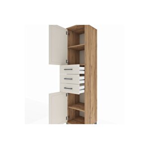 Hyperion Dolap 3 Raflı 3 Çekmeceli 2 Kapaklı 44x44x195 Çam-aytaşı