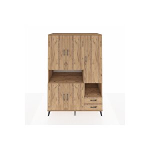 Kronos Dolap 10 Raflı 2 Çekmeceli 5 Kapaklı 132x59x195 Çam-çam/çam