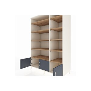 Kronos Dolap 10 Raflı 3 Kapaklı 132x59x195 Aytaşı-antrasit/çam